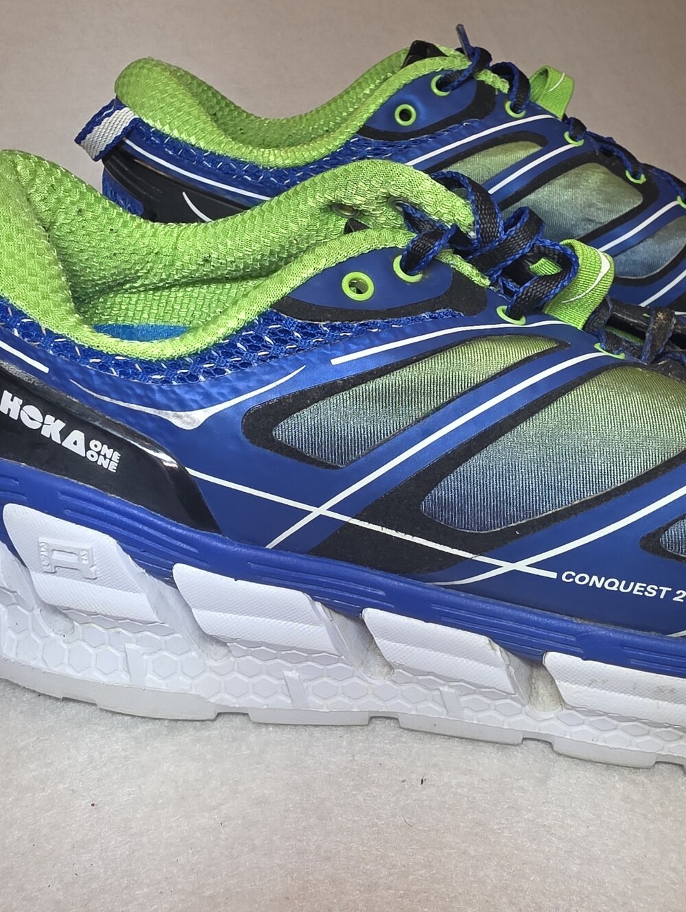 Hoka Conquest 2 Running Shoes - Blue & Lime #57